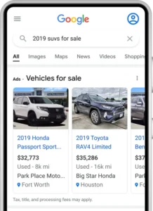 example of vehicle listing ads for automotive marketing